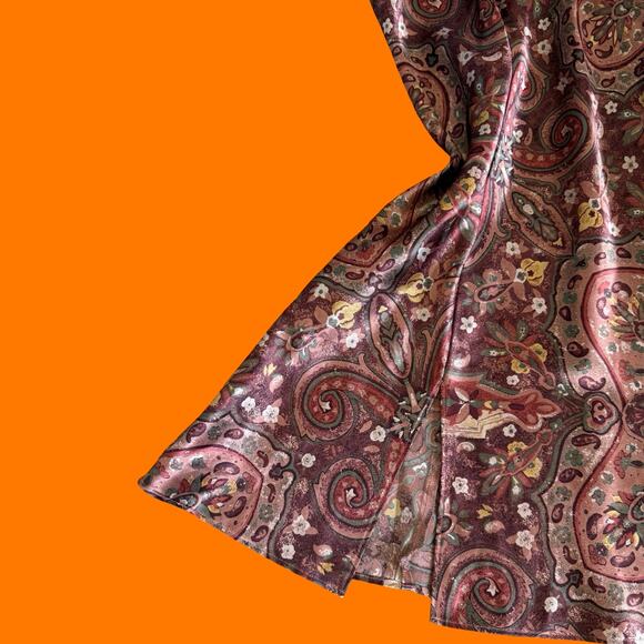 00's vintage brown floral satin y2k lingerie slip dress MEDIUM - Picture 4 of 6